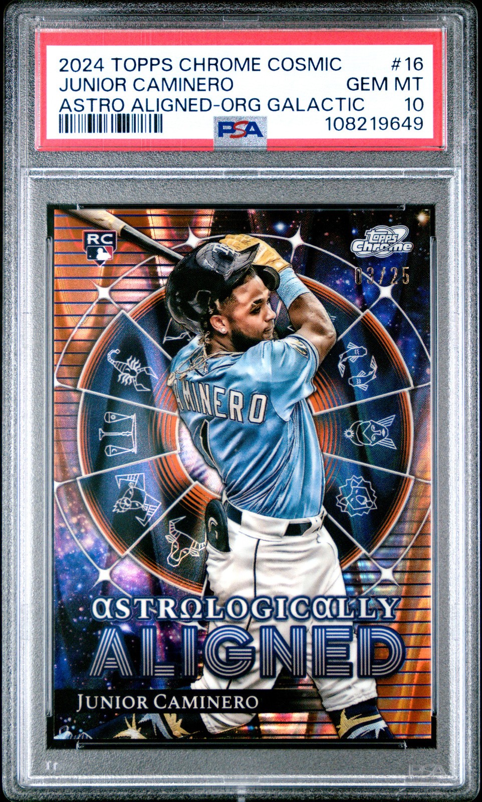 1958 Topps Chrome Cosmic Junior Caminero Tampa Bay Rays PSA 10